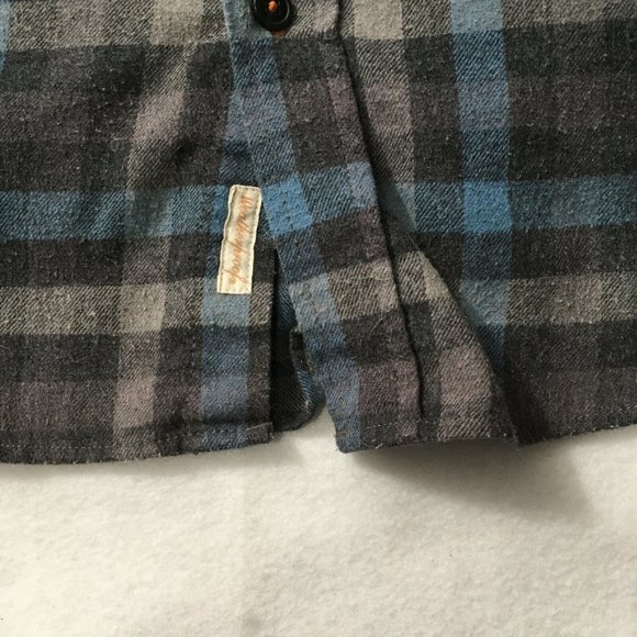 #7 Weatherproof Vintage Men's Flannel Shirt Sz L Grey Blue Plaid Copen Button Up - Picture 5 of 10